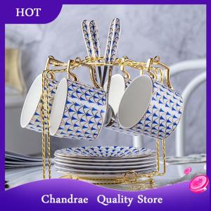 [Chandrae] ชั้นวางถ้วยกาแฟและจานรอง6ชั้นวางแก้วแบบทันสมัยทนทานสำหรับวางแก้ว