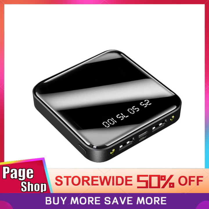 20000mAh Mini Power Bank With 4 Built-in Cables - Portable Phone Charger (Purple)