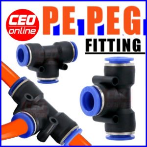 CEO 🇲🇾 PE PEG Pneumatic Fitting Tee Shaped 4mm 6mm 8mm 10mm 12mm 14mm 16mm Hose Fitting Pipe Quick Connectors Automation