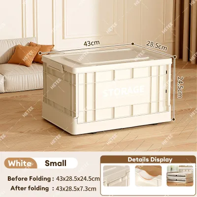 HETEE Heavy-Duty Foldable Storage Box with Wheels Waterproof Trunk Organizer for Home Camping Car & Industrial Use