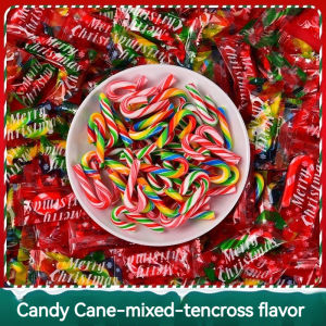 [stock] Holiday lollipop Christmas lollipop rainbow cane candy 500g Christmas gift independent packaging candy Loose Rainbow Candy Independent Packaging Crutch Candy
