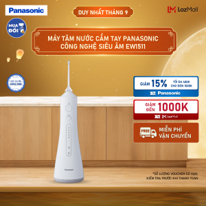 [Thu thập voucher 12% tối đa 500k] Máy Tăm Nước Cầm Tay Panasonic Công Nghệ Siêu Âm EW1511 - Làm Sạch Kẽ Răng Túi Nha Chu Mát Xa Nướu - 5 Chế Độ - Bảo Hành Chính Hãng 12 tháng