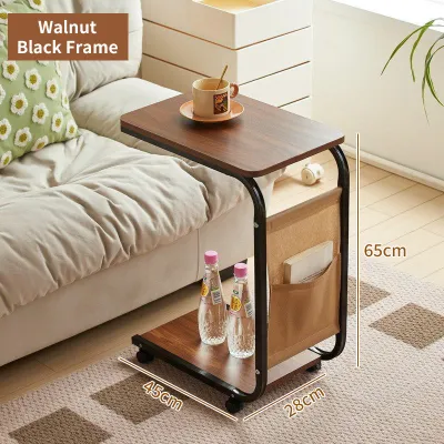 C shaped side table small coffee table living room sofa table corner table with wheels