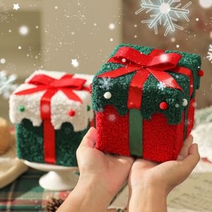 CHLOCH Cute Bow Christmas Gift Box Thickened Velvet Plush Gift Wrapping Supply Elegant Gift Packaging Box Year