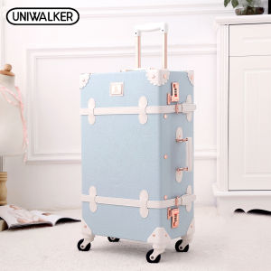 Uniwalker 20/24/26 Inch Fashion Girl Luggage Rolling Wheel Bagages Pu Leather Suitcase Trunk Vintage Luggages With 360 Spinner Wheels for Women Trolley Luggage