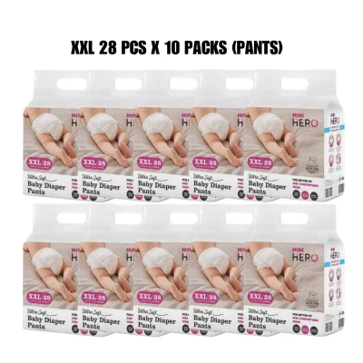 [BULK PURCHASE] MINI HERO Baby Diaper Pants Ultra Thin | Lampin Bayi Seluar | Super Absorbent Leak Proof | S/M/L/XL/XXL (10packs)