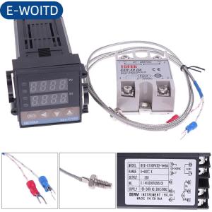 E-WOITD 100-240VAC PID REX-C100 Temperature Controller SSR-40A Thermocouple