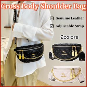 jiketai Calfskin Fashion Diamond Checker Bag Women Chest pack Adjustable Strap Shoulder Bag Versatile Handbag Sling Bag