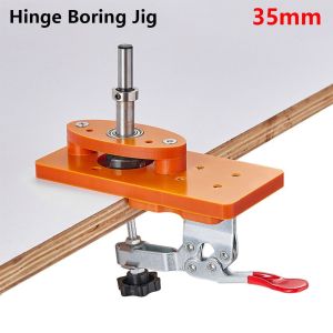 CHUAN 1Pcs 35mm Hinge Boring Jig Woodworking Bakelite Hole Drilling Guide Locator Durable with Fixture Hole Opener Template for Door Cabinets