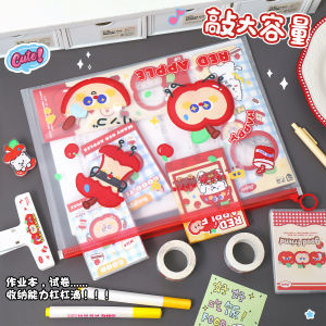 แฟ้ม Red Apple น่ารัก แฟ้มเอกสารใสกันน้ำขนาด A4 แฟ้ม กระเป๋า PP ลายการ์ตูน