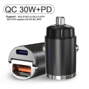 ZUZG 30W PD Car Charger Dual USB Type C Mobile Phone Charger Metal Car Charging QC3 4.0 Quick Charge For iPhone Samsung Xiaomi Tesla