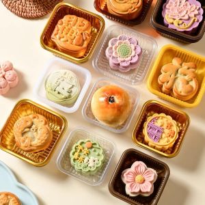 ถาดรองขนม ถาดขนมไหว้พระจันทร์ ถาดขนม ถาดรองขนม ถาดพลาสติก ถาดขนมไหว้พระจันทร์ 100 ชิ้น สีทอง ถาดเปี๊ยะ ถาดรองขนมเปี๊ยะ