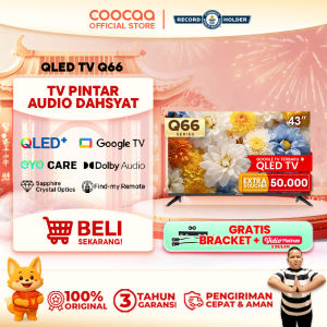 TERBARU COOCAA TV 43 inch Q66 - 2K QLED - Google TV - Sapphire Crystal Optics - HDR10/HLG - Eye Care - Dolby Audio -  Find My Remote - Voice Control - (COOCAA 43Q66)