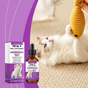 YEGBONG 15 In 1 Multivitamin For Cats Pet Cat Vitamin Drops are a vitamin supplement for daily care of pets when they are unwell Pet Cat Vitamin Drops