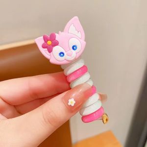 ELMORA | IR1854 Kuncir Ikat Rambut Karet Kabel Telepon Kepang Gulung Spiral Motif Karakter Kartun