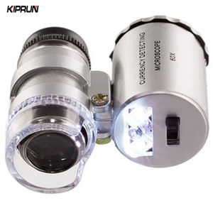 KIPRUN Handheld Magnifying Glass 60X Microscope Loupe Portable Pocket Magnifier UV Currency Detector Jeweler Magnifier With LED Light