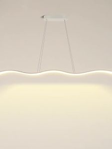 SXH Restaurant chandelier simple modern bar counter dining room light Nordic art wave dining table minimalist long strip office chandelier