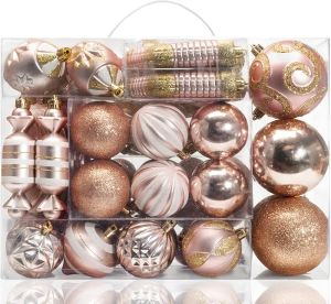 AMS 81ct Christmas Ball Ornaments Holiday Tree Decorations in a Reusable Hand-Help Gift for Xmas Tree Decor(Light Purple)