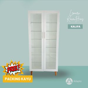 Adapta - Lemari Kaca Pajangan Ruang Tamu HPL - Lemari Display Kaca Hias Ruang Tamu -Lemari Pajangan