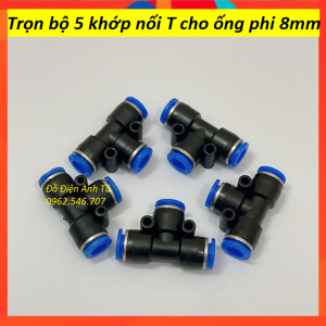 Combo 5 chữ T 8 ly chuyên dùng nối ống nhỏ giọt 8 ly ống nhựa ABS sử dụng trong hệ thống tưới phun sương tưới nhỏ giọt tưới gốc cây..