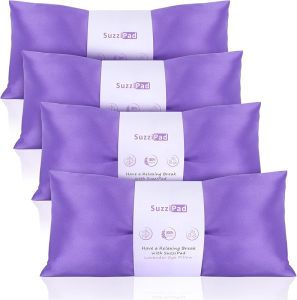 SuzziPad Lavender Eye Pillows for Relaxation with Aromatherapy Weighted Mask for Sleeping Hot & Cold Therapy Compress for Dry Eyes Yoga Meditation Pillow Purple 4 Packs