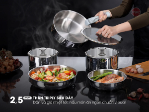 Bộ Nồi Chảo Inox iMat Cán Rời 9 Món – Đa dụng bền bỉ tiết kiệm không gian
