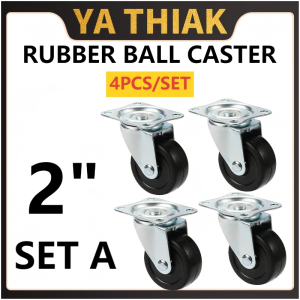 Ball Caster Wheels 2" – Rubber / Nylon / Maxim – With & Without Lock – 4pcs / Mixed Sets
