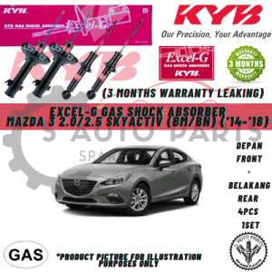 MAZDA 3 SKYACTIV (BM/BN) (14-18) (FRONT OR REAR) 100% KAYABA (KYB) EXCEL-G GAS SHOCK ABSORBER