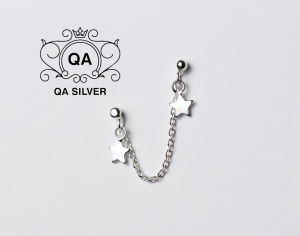 Khuyên tai bạc 925 ngôi sao 2 lỗ bông nữ kẹp vành S925 STAR QA SILVER Earrings EA210210