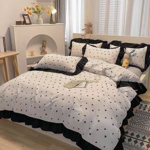 Bộ Chăn Ga gối 4 Món Cotton Tici Bèo Ren VITAGE Mẫu Mới Siêu Hot