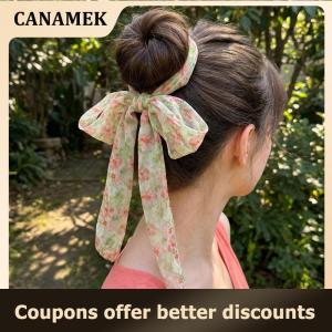 【 CANAMEK 】 Lightweight Korean Long f Plaid Mesh Lace Floral Print Ladies Soft Shawl Versatile for Gift