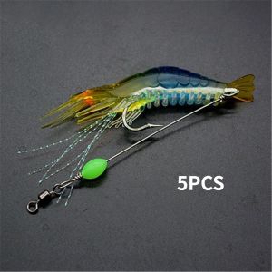 5Pcs Soft Shrimp Bait Artificial Worm Baits Luminous Sea Fishing Lure Silicone Fake Shrimp Bait