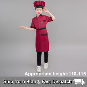 【READY STOCK】Chef Apron Hat Set/Performance Professional Clothing/Baking Cooking Cosplay Costume/Kids Kitchen Uniform