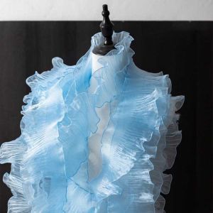 PLNBFG Mermaid Color Pleated Lace Ribbon 1 Yard 12cm Wide DIY Sewing Material Handicraft Clothing Supply