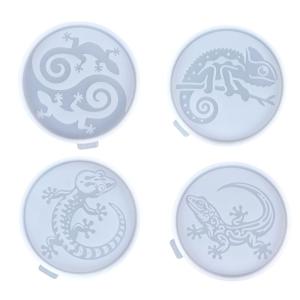 4 Pack Cup Pad Moulds Epoxy Mold Silicone Mold Craft Molds Lizard Shape Silicone Cup Mats Moulds for Making Cup Mats