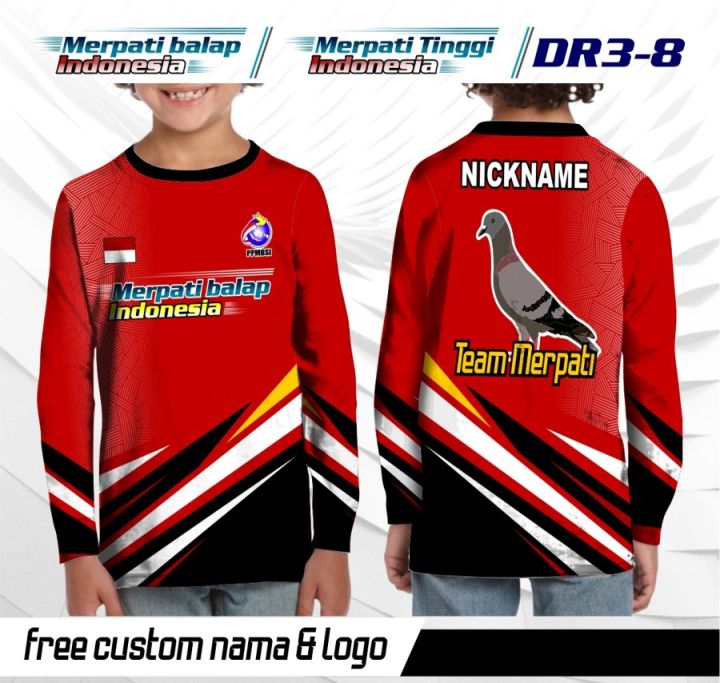 Jersey anak baju merpati balap tinggi kaos team merpati lengan panjang