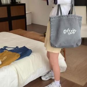 Người nổi tiếng mạng phong cách Harajuku Hàn Quốc ins Túi vải in chữ được giặt và tạo hiệu ứng cũ kỹ để mang lại vẻ ngoài cổ điển giản dị nghệ thuật túi đeo một bên vai.