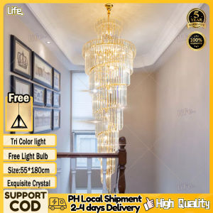 【✅24 Hours Ship】BBLAMP Lighting Stair Chandelier Modern LED Indoor Light Kitchen Lamps Building Long Line Chandeliar