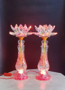 ĐÈN THỜ PHA LÊ CHO BAN THỜ PHẬT TÀI ĐỊA QUAN ÂM.... ĐÈN ĐỔI MÀU(1 CẶP)