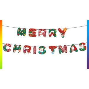 ธงราว ธงแบนเนอร์ คริสต์มาส ของตกแต่งวันคริสต์มาส ธงแขวนคริสต์มาส แบนเนอร์ MERRY CHRISMAS FLAG พร้อมส่งจากไทย