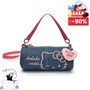 Belfoyer กระเป๋าไหล่แมวปักถักร้อย กระเป๋าดีนิมผู้หญิง สายไหล่ปรับได้กระเป๋า crossbody