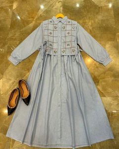 BISA COD Tamara Dress BUSUI Polo Linen apk Bordir Gamis Wanita Terbaru 2024 Viral Kekinian Murah