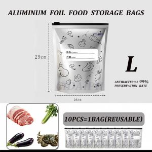 50pcs Reusable Aluminum Foil Food Storage Bags with Zipper Refrigerator Zip Pouch Self-Sealing Fresh Keeping Bag for Fruits &  Meats Food Vacuum Packaging Zipper Aluminum Foil Food StorageBag Stand-Up Resealable FreezerPouches with Write on Labels