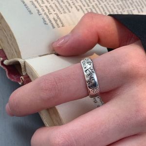 แหวนปรับขนาดกราฟฟิตีดอกไม้เจ้าชายวินเทจผู้ชายผู้หญิงแหวนแฟชั่นเกาหลีอุปกรณ์ ของขวัญสำหรับคนรัก MIMOON