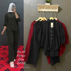 ONE SET  LINEN ZARA/ATASAN MUSLIMAH TERBARU/BUSANA MUSLIMAH TERBARU