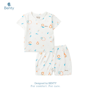 Cộc tay cài vai full họa tiết BENTY chất mềm mịn mát quần áo cho bé trai bé gái chính hãng