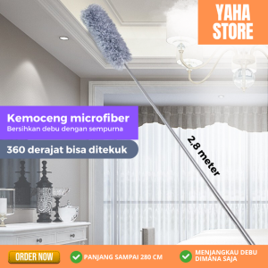 Kemoceng Microfiber Teleskopik Pembersih Debu Panjang 280 CM Flexible Bisa Ditekuk - Yaha Store