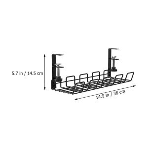 No Drill Holes Under Table Wire Cables Management Screw Clamp Tray Desk Office Home Cord Organizer MK