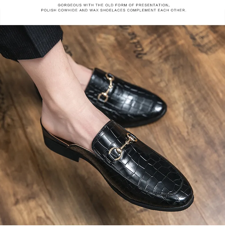 Leather Half Shoes for Men Casual Half Loafers Formal Half