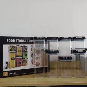 7pcs Airtight Food Container Sets BPA Free Plastic Storage Box with Clip Lid See Clear Storage Jar for Kitchen Dry Food Storage